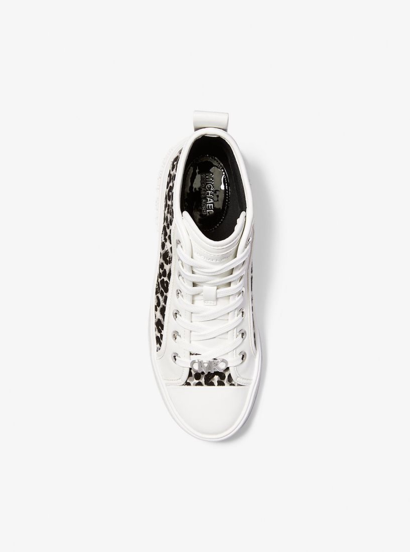 Michael Kors Evy Leopard Print Calf Hair High-Top Sneaker Spor Ayakkabı Kadın Siyah | 981204-HCN