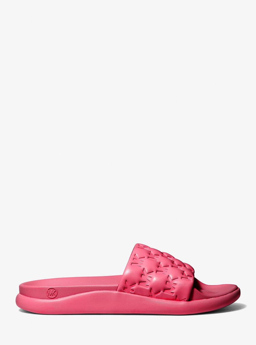 Michael Kors Finnie Logo Embossed Slide Sandal Sandalet Kadın Kırmızı | 152806-FDX