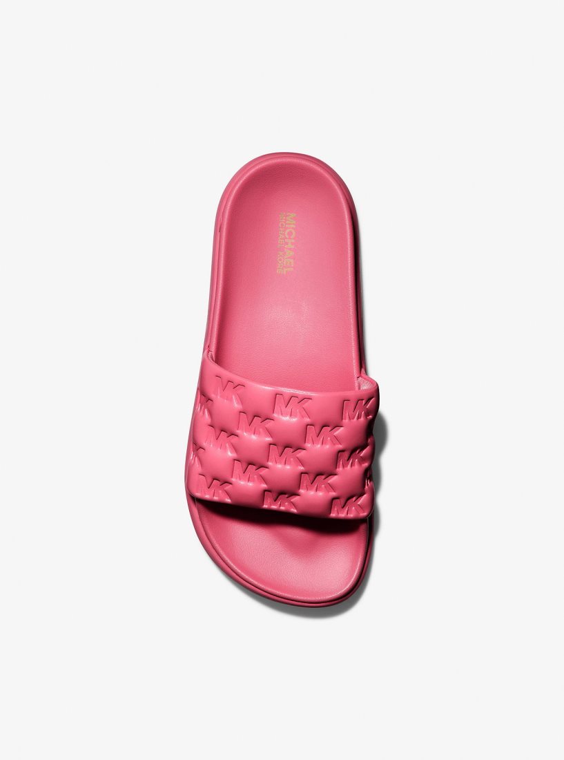 Michael Kors Finnie Logo Embossed Slide Sandal Sandalet Kadın Kırmızı | 152806-FDX