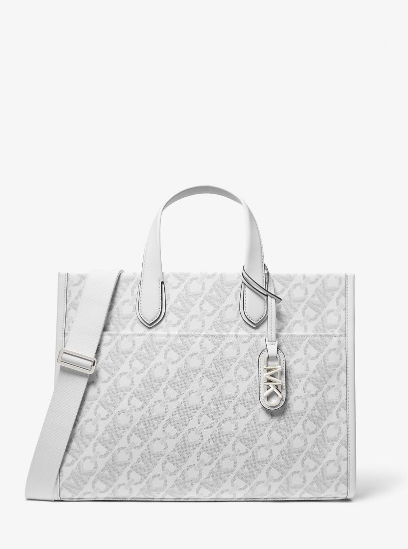 Michael Kors Gigi Large Empire Signature Logo Tote Bag Totes Kadın Opt/Allum | 794586-GWZ