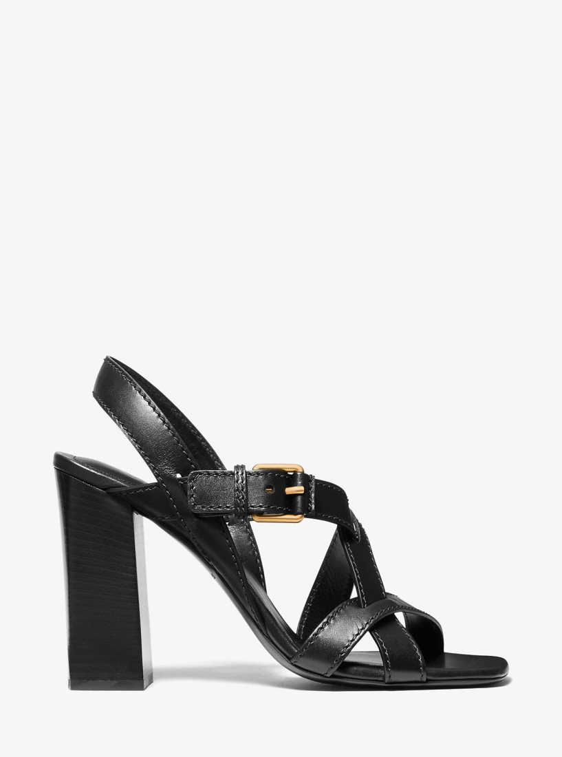 Michael Kors Gladys Leather Sandal Sandalet Kadın Siyah | 809532-RCG