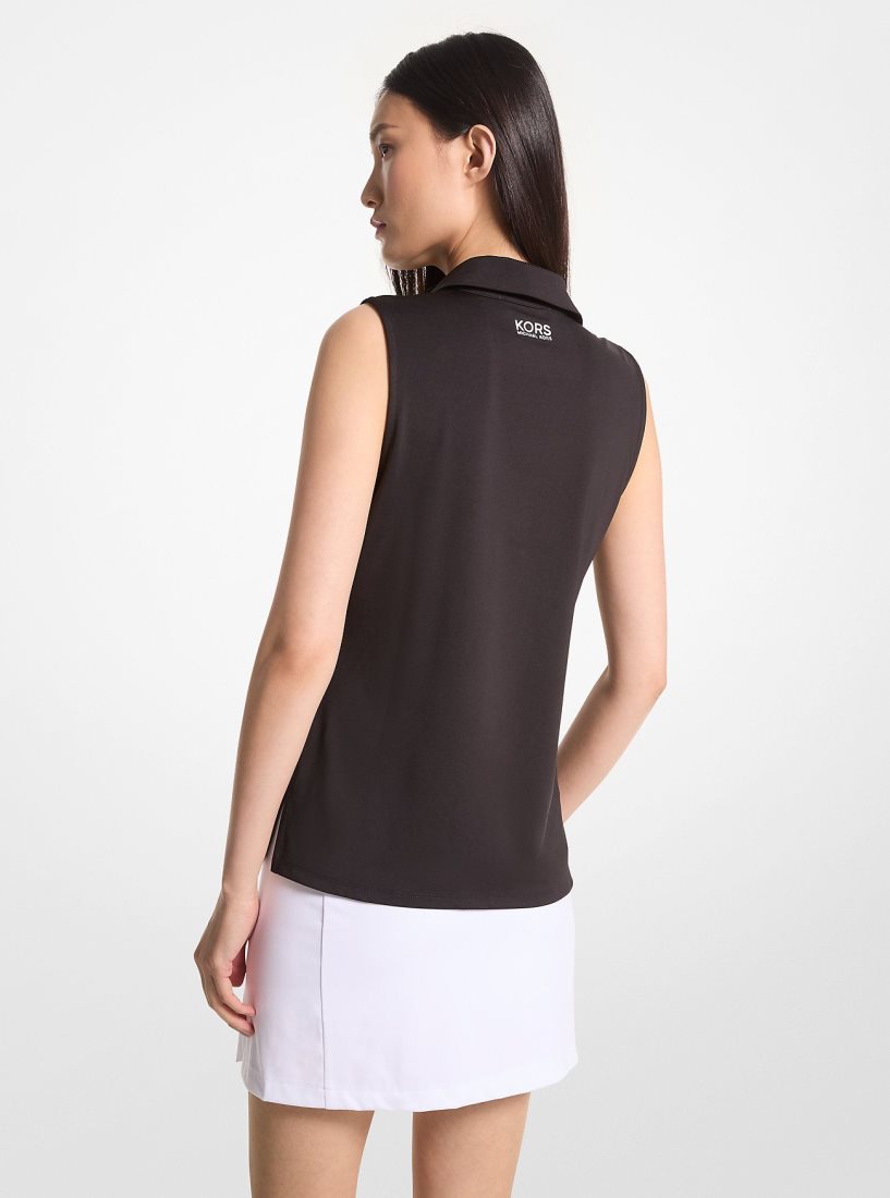 Michael Kors Golf Tech Performance Sleeveless Polo Shirt Tişört Kadın Siyah | 847539-BHM