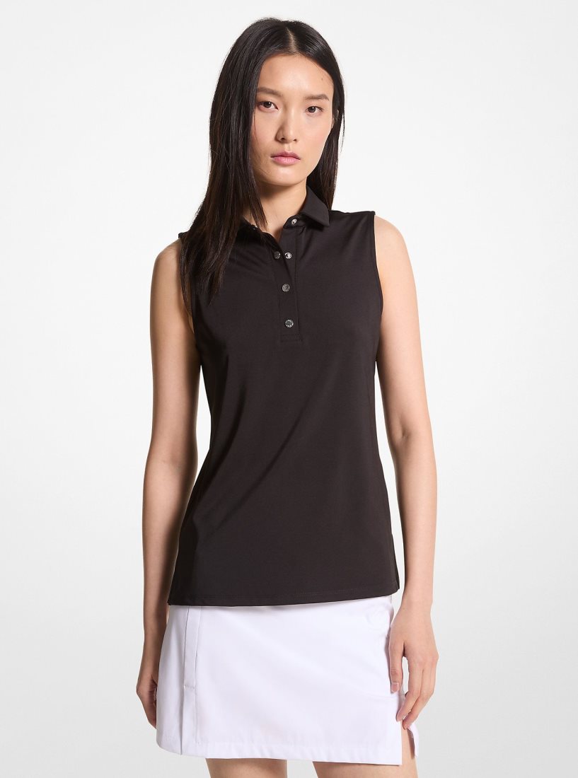 Michael Kors Golf Tech Performance Sleeveless Polo Shirt Tişört Kadın Siyah | 847539-BHM