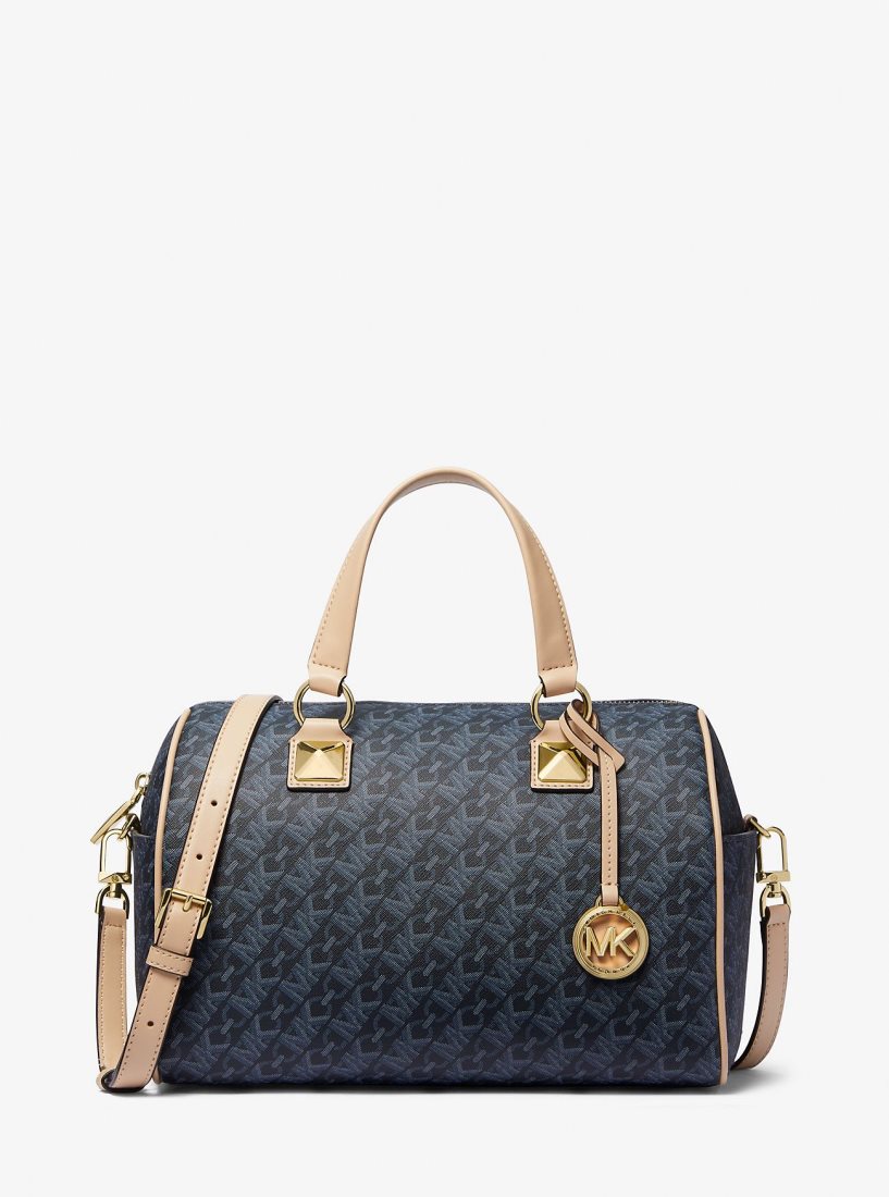 Michael Kors Grayson Medium Empire Signature Logo Satchel Satchel Çanta Kadın Admrl/Plblue | 594021-XFR