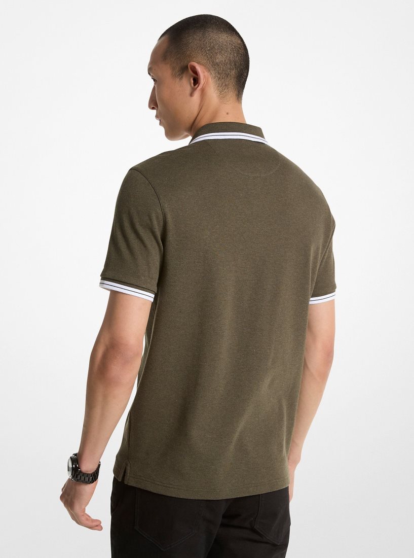 Michael Kors Greenwich Cotton Polo Shirt Tişört Erkek Koyu Yeşil | 289635-MYK