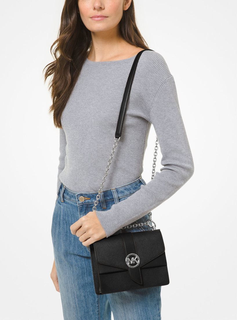 Michael Kors Greenwich Small Saffiano Leather Crossbody Bag Çapraz Çanta Kadın Siyah | 732190-YJA