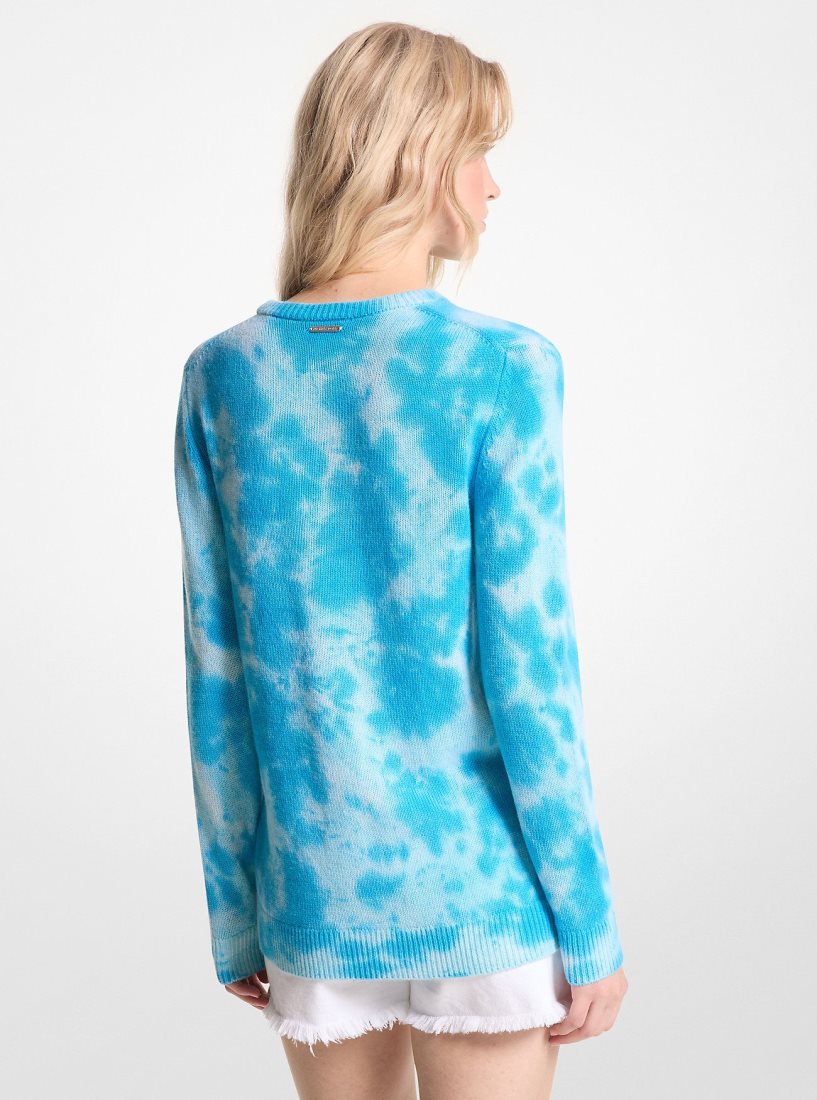 Michael Kors Hand Tie-Dyed Cashmere Sweater Kazak Kadın Mavi | 364098-RCI