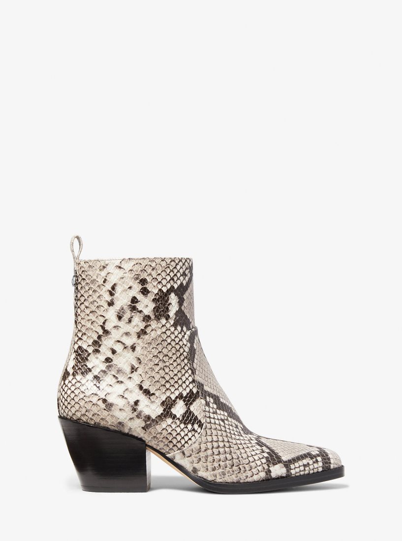 Michael Kors Harlow Snake Embossed Leather Boot Bot Kadın Kahverengi | 386957-FHD