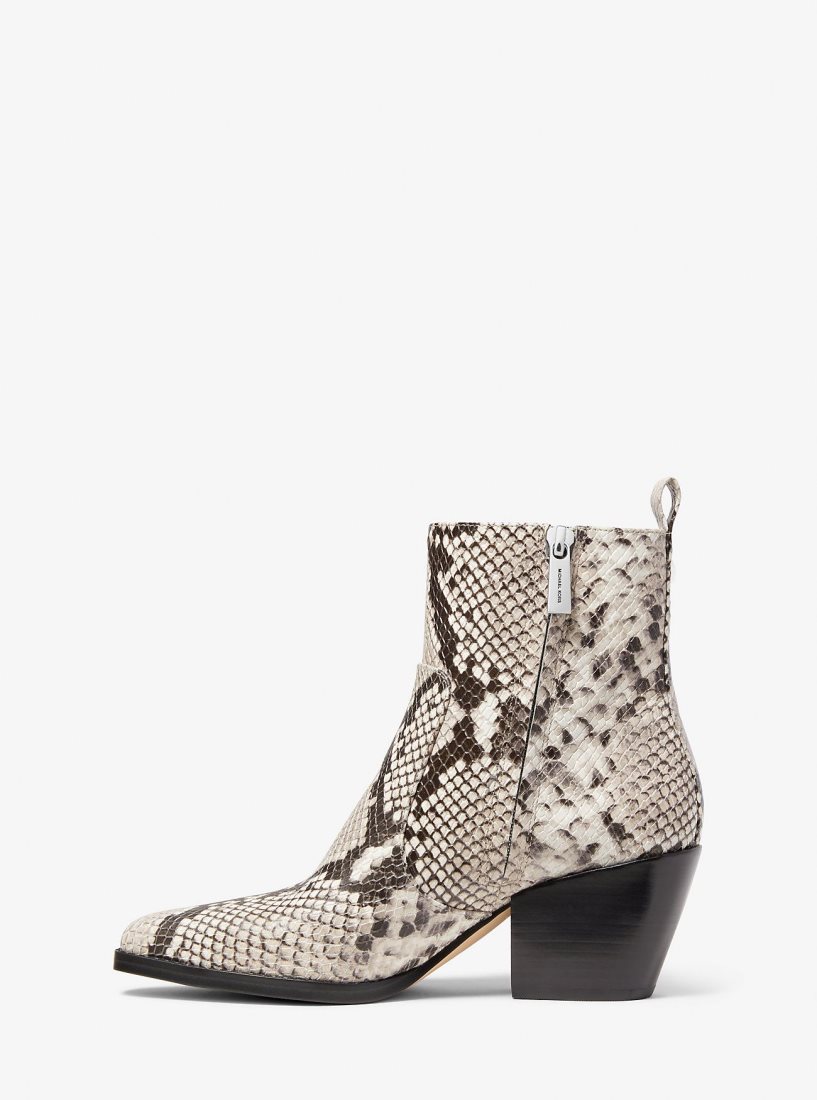 Michael Kors Harlow Snake Embossed Leather Boot Bot Kadın Kahverengi | 386957-FHD