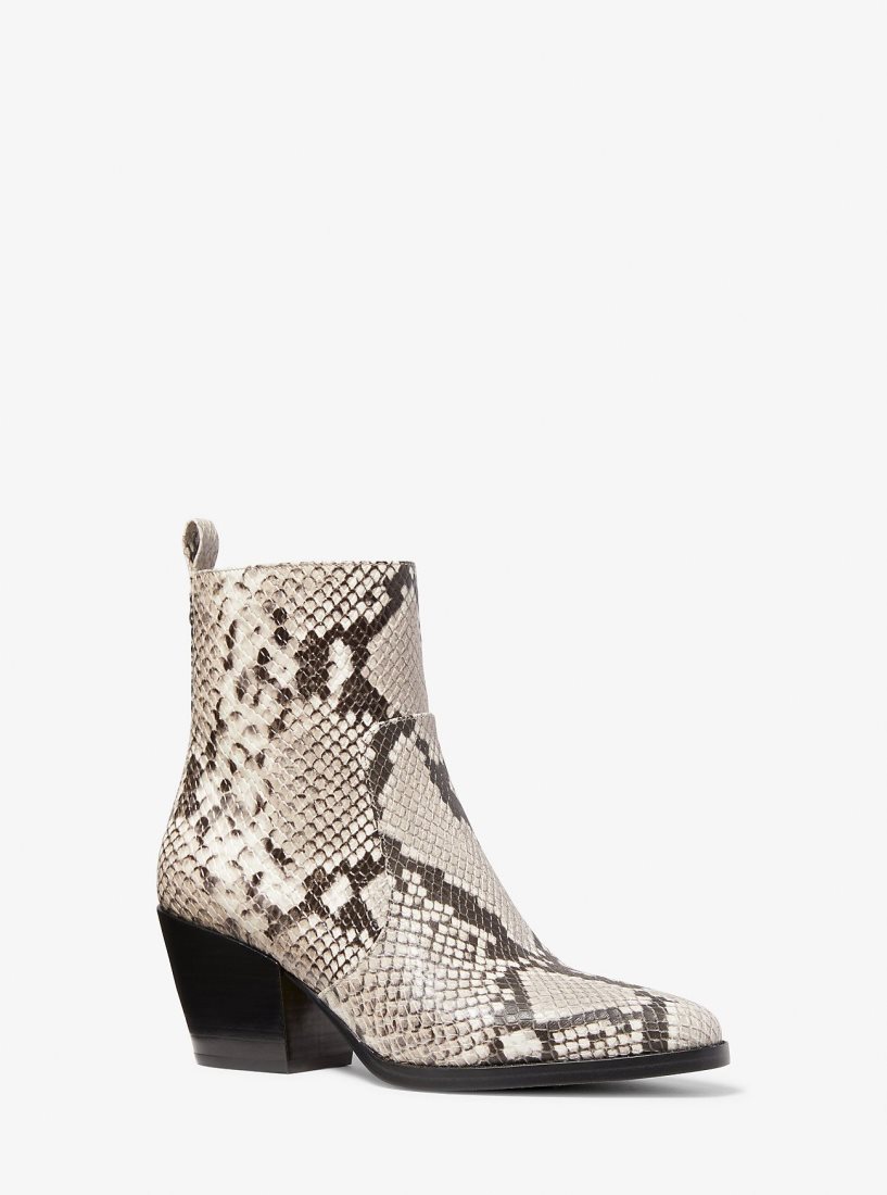 Michael Kors Harlow Snake Embossed Leather Boot Bot Kadın Kahverengi | 386957-FHD