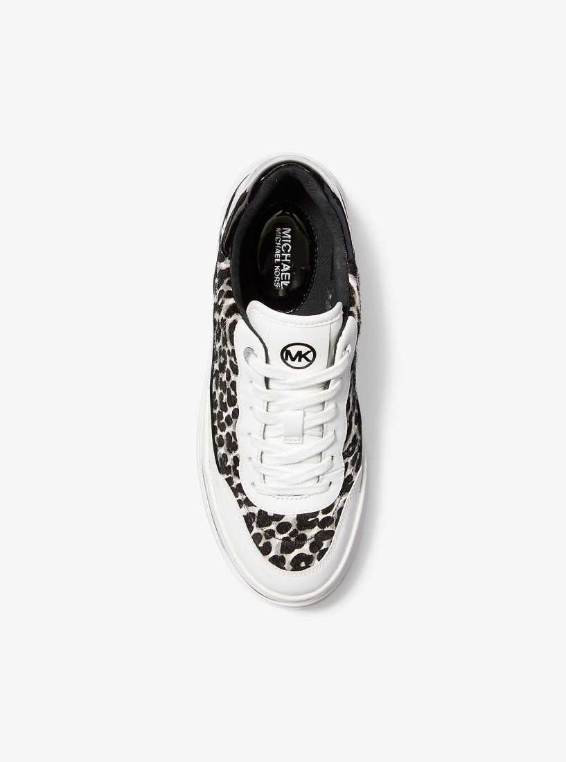 Michael Kors Hayes Leopard Print Calf Hair Platform Sneaker Spor Ayakkabı Kadın Siyah | 261857-LXW