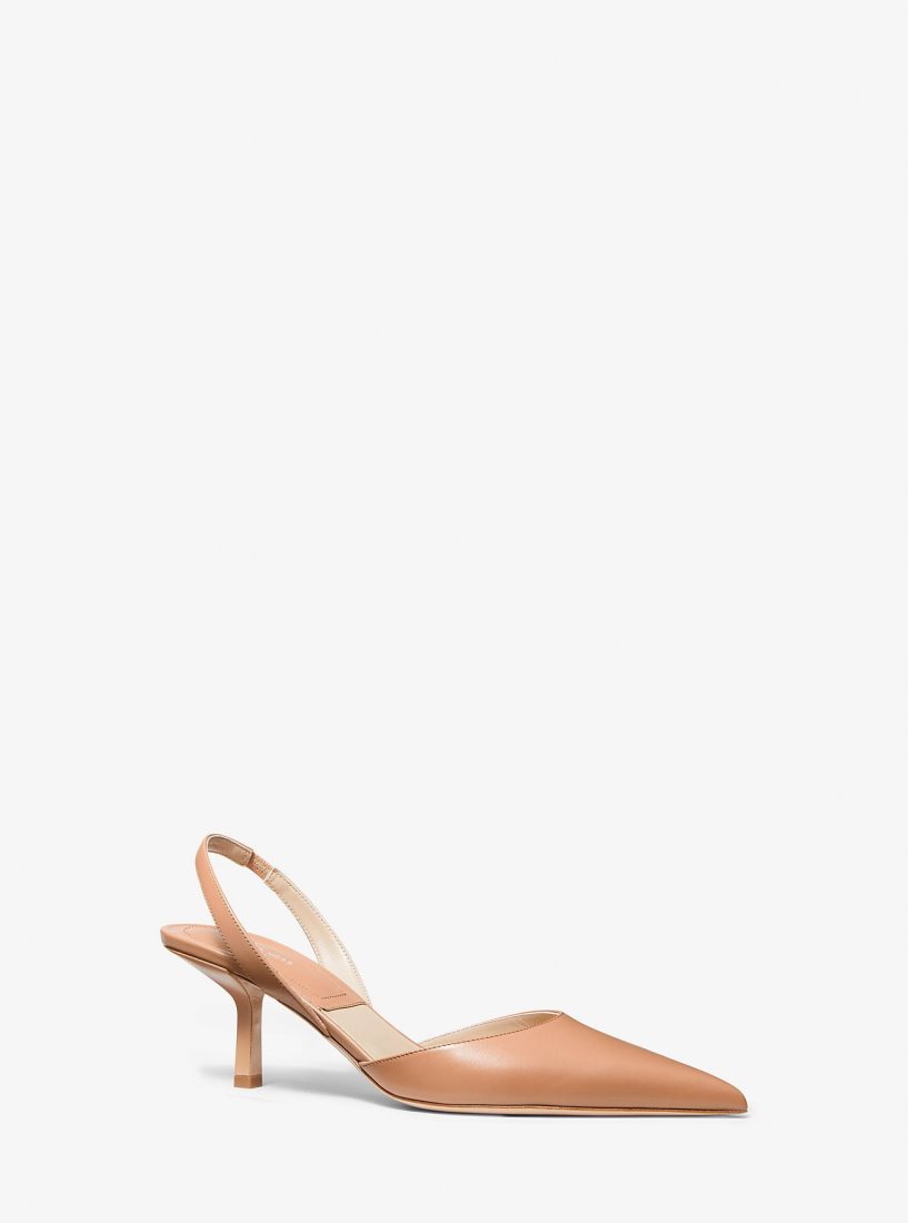 Michael Kors Holly Leather Pump Sandalet Kadın Suntan | 842130-FJY