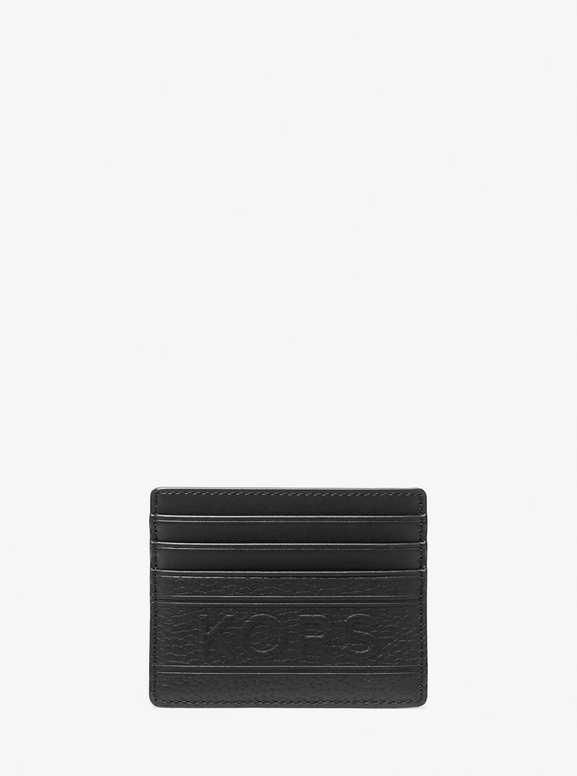 Michael Kors Hudson Embossed Pebbled Leather Tall Card Case Kart Kılıfı Erkek Siyah | 057342-BHN