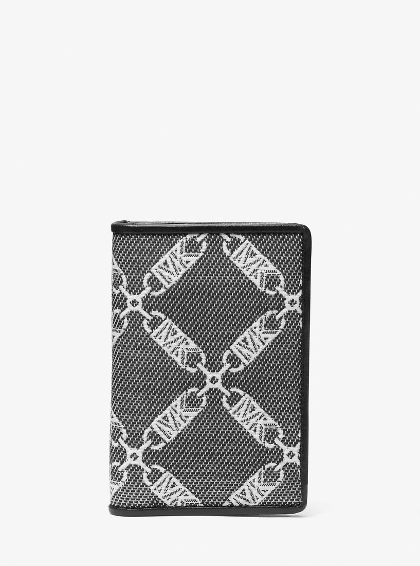 Michael Kors Hudson Empire Logo Jacquard Bi-fold Card Case Kart Kılıfı Erkek Siyah | 316024-CND