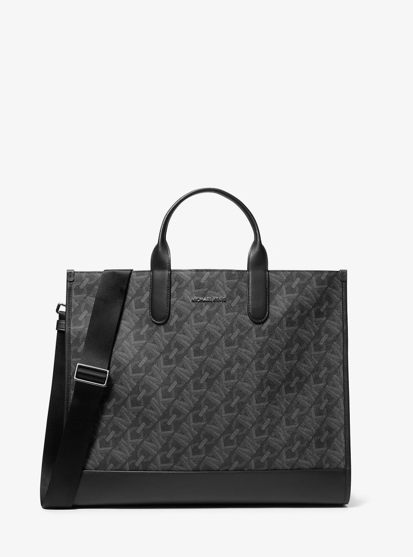 Michael Kors Hudson Empire Signature Logo Tote Bag Duffle Çanta Erkek Siyah | 501679-VYU