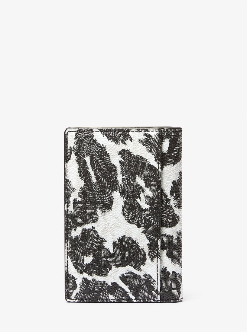 Michael Kors Hudson Leopard Logo Bi-Fold Card Case Kart Kılıfı Erkek Siyah Gri | 157680-QIK