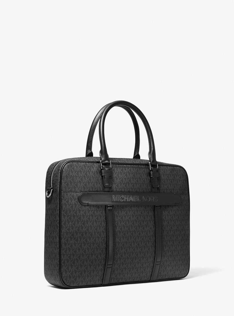 Michael Kors Hudson Logo Briefcase Totes Erkek Siyah | 917508-GSA