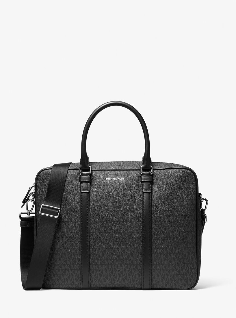 Michael Kors Hudson Logo Briefcase Totes Erkek Siyah | 917508-GSA