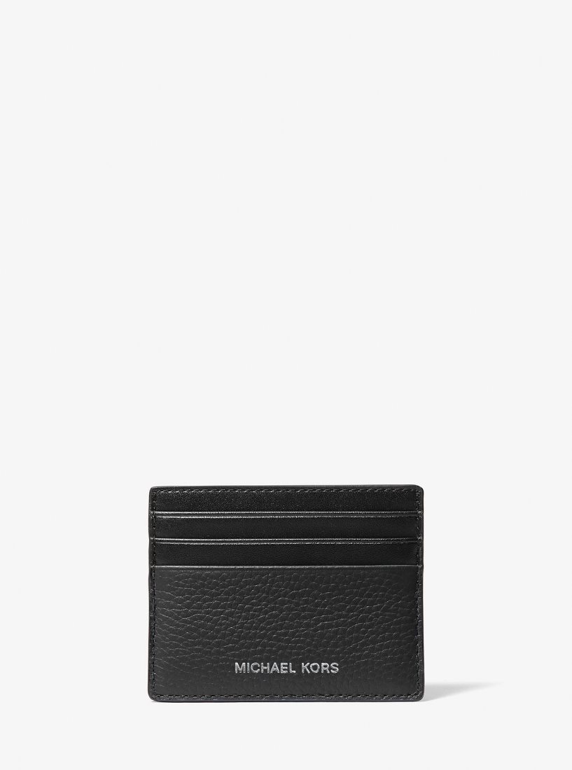 Michael Kors Hudson Pebbled Leather Card Case Kart Kılıfı Erkek Siyah | 182573-PIB