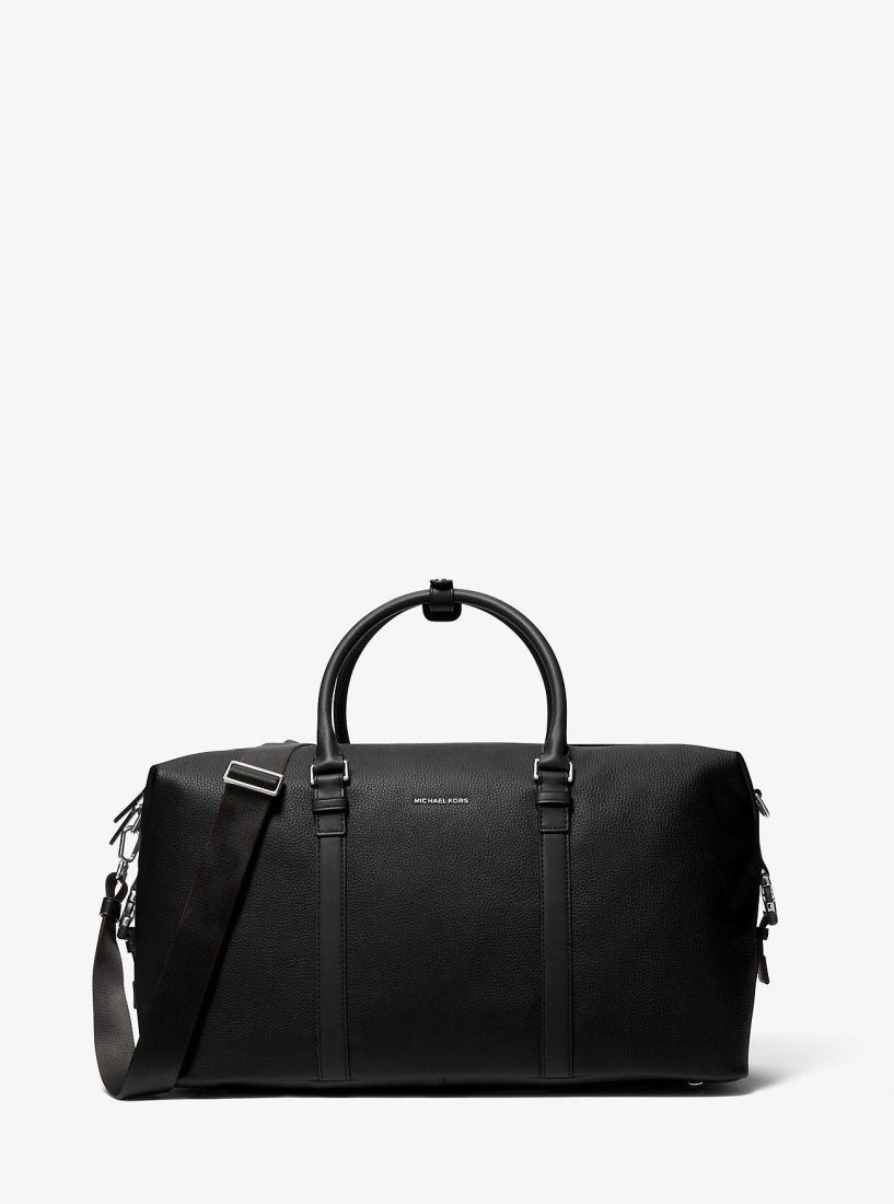 Michael Kors Hudson Pebbled Leather Duffel Bag Duffle Çanta Kadın Siyah | 273184-KZR