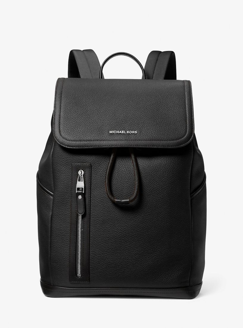 Michael Kors Hudson Pebbled Leather Utility Backpack Sırt Çantası Erkek Siyah | 043921-XNA