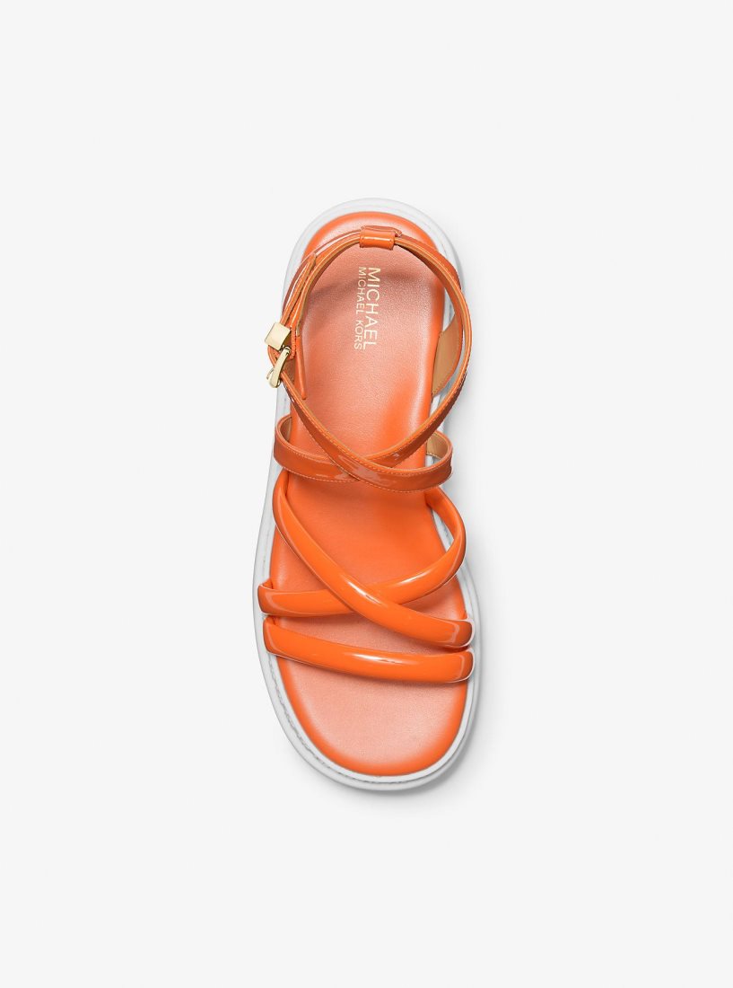 Michael Kors Issa Faux Patent Leather Flatform Sandal Sandalet Kadın Kayısı Rengi | 613752-JKM