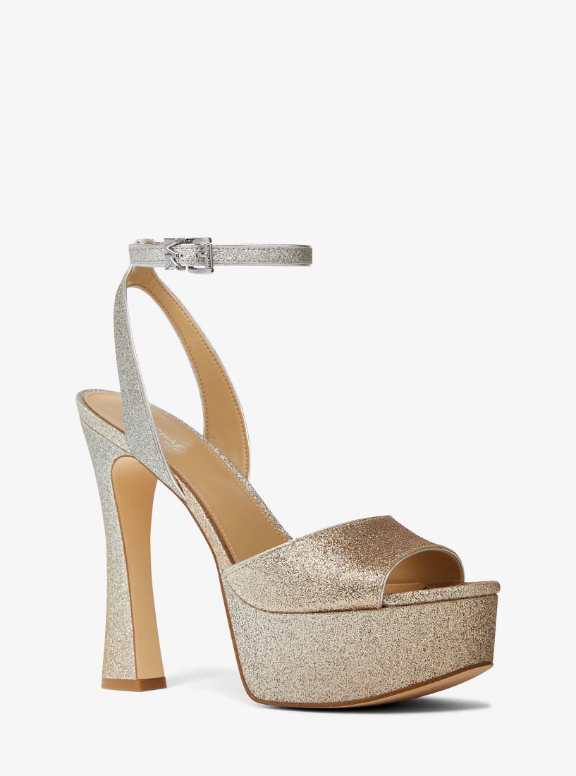 Michael Kors Jensen Glitter Platform Sandal Platform Ayakkabı Kadın Silv/Plgold | 491670-HUM