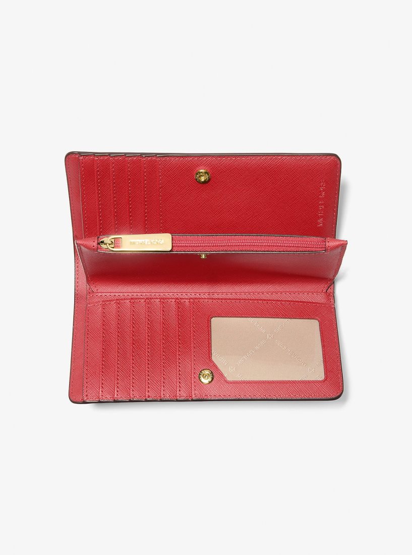 Michael Kors Jet Set Charm Saffiano Leather Continental Wallet Cüzdan Kadın Flame | 983517-BLZ