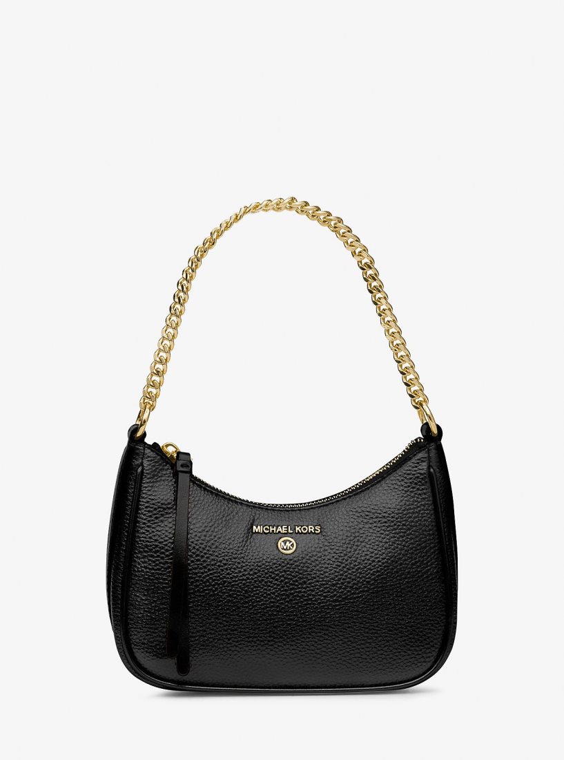 Michael Kors Jet Set Charm Small Pebbled Leather Pochette Omuz Çantası Kadın Siyah | 704638-VLF