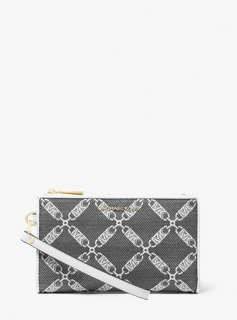 Michael Kors Jet Set Large Empire Logo Jacquard Wristlet Wristlet Kadın Siyah Beyaz | 301685-RYS