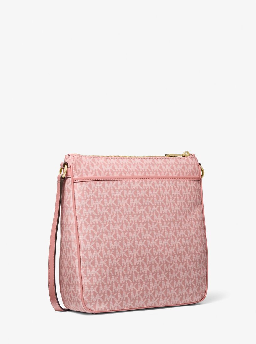 Michael Kors Jet Set Large Signature Logo Print Woven Crossbody Bag Çapraz Çanta Kadın Pembe | 528176-NAV