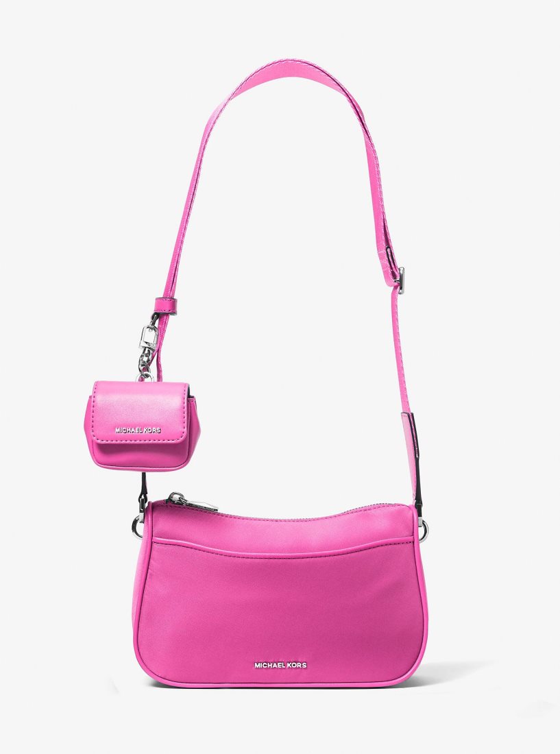 Michael Kors Jet Set Medium Nylon Crossbody Bag with Case for Apple AirPods Pro Çapraz Çanta Kadın Pembe | 097342-WOY