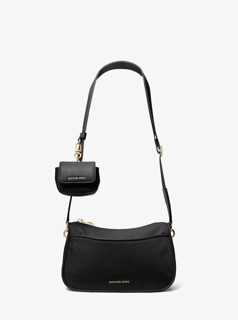 Michael Kors Jet Set Medium Nylon Crossbody Bag with Case for Apple AirPods Pro Çapraz Çanta Kadın Siyah | 217509-QLF