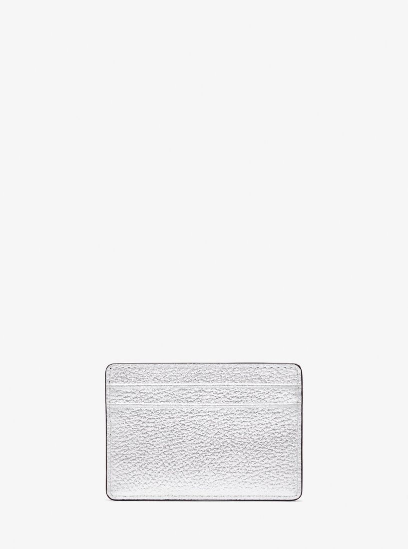 Michael Kors Jet Set Small Metallic Leather Card Case Kart Kılıfı Kadın Gümüş | 359281-XQH