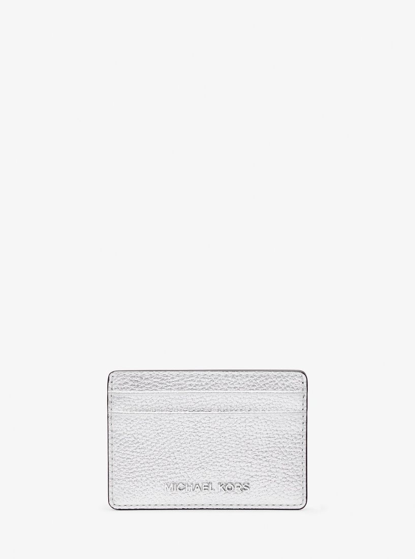 Michael Kors Jet Set Small Metallic Leather Card Case Kart Kılıfı Kadın Gümüş | 359281-XQH