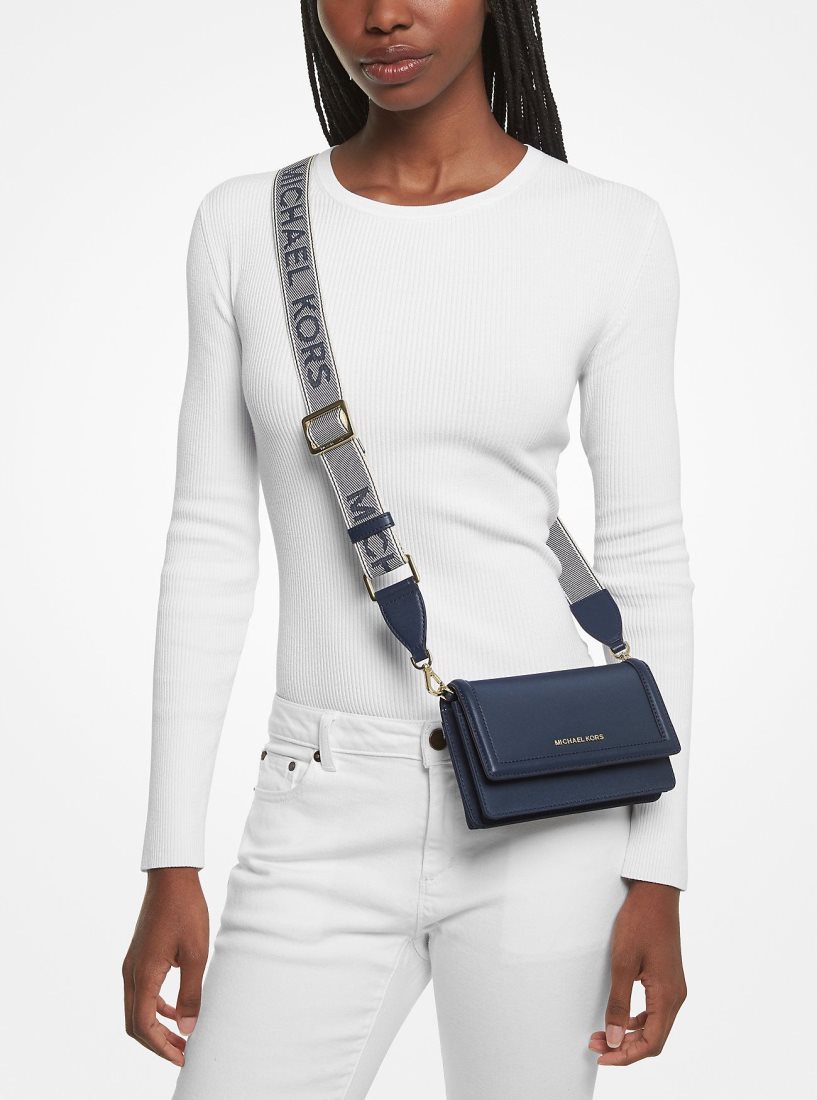 Michael Kors Jet Set Small Nylon Gabardine Smartphone Crossbody Bag Çapraz Çanta Kadın Lacivert | 834971-OIK