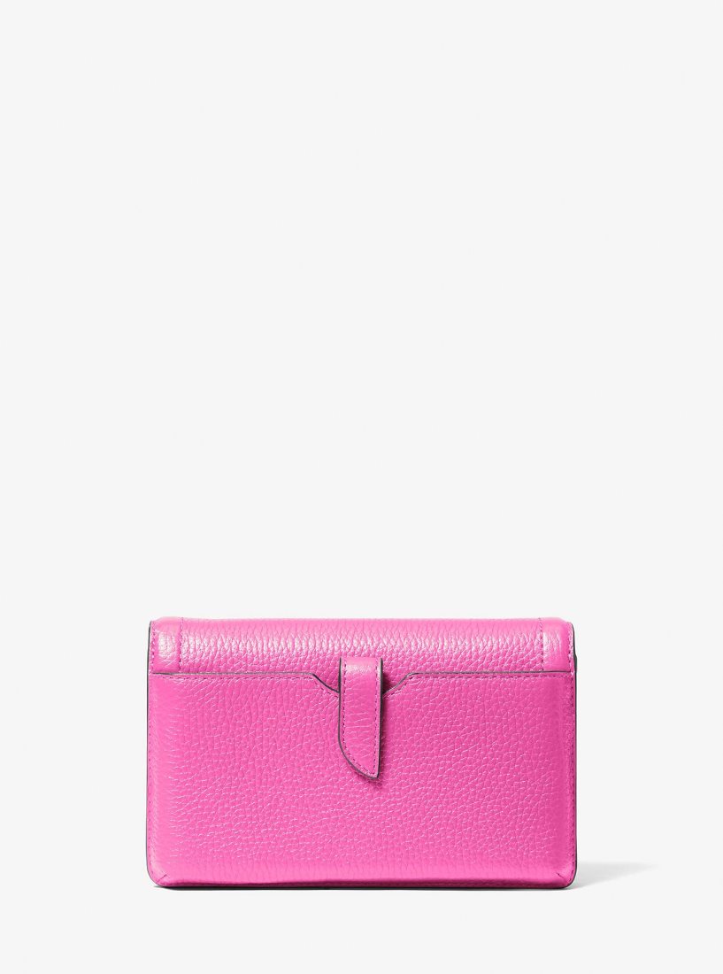 Michael Kors Jet Set Small Pebbled Leather Smartphone Convertible Crossbody Bag Çapraz Çanta Kadın Pembe | 741982-HYI