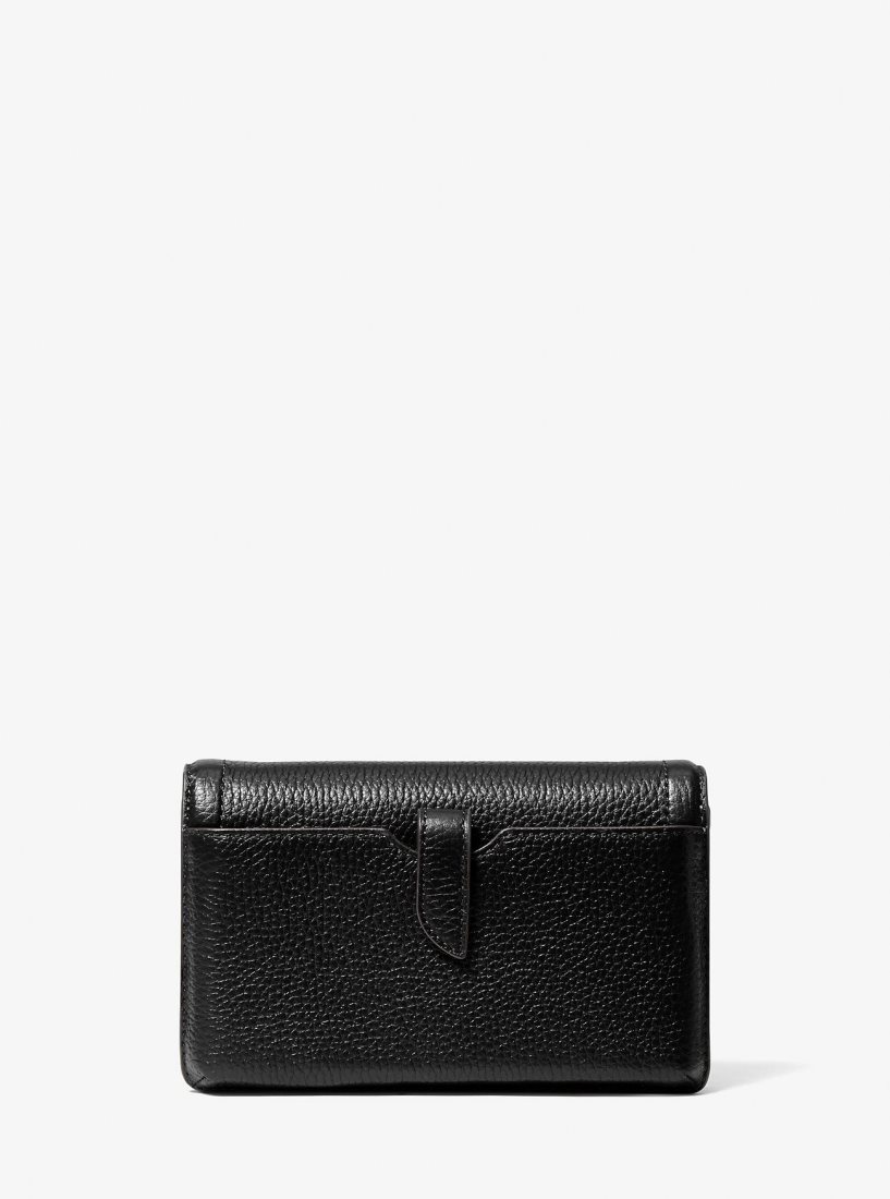 Michael Kors Jet Set Small Pebbled Leather Smartphone Convertible Crossbody Bag Çapraz Çanta Kadın Siyah | 965401-NKQ