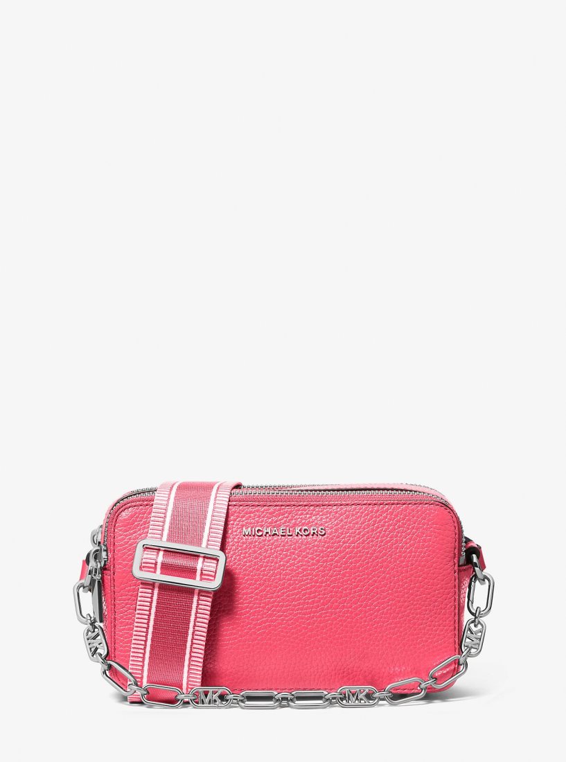 Michael Kors Jet Set Small Pebbled Leather Double-Zip Camera Bag Camera Bag Kadın Pembe | 197250-CRA