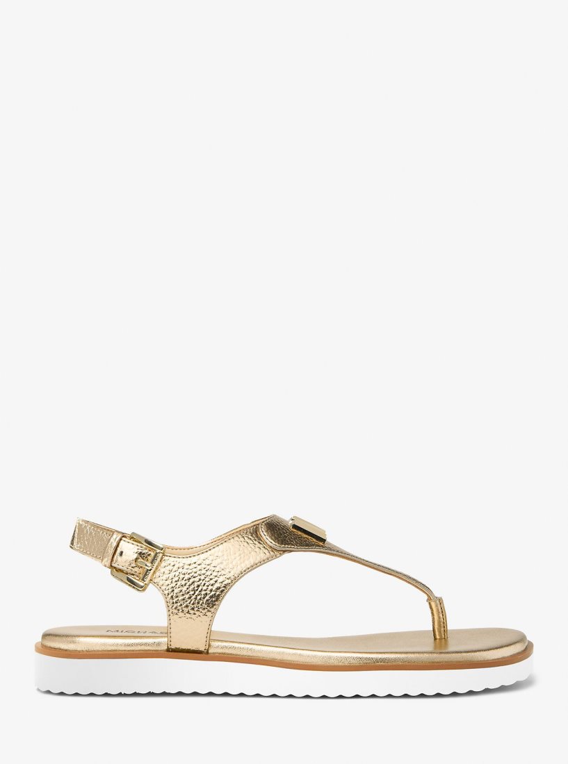 Michael Kors Jilly Metallic Sandal Sandalet Kadın Altın | 479683-AUG