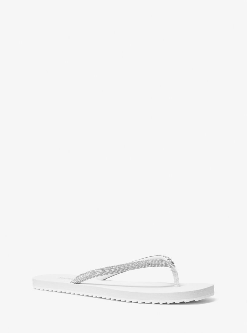 Michael Kors Jinx Crystal-Embellished Flip Flop Sandalet Kadın Beyaz | 265840-IQC