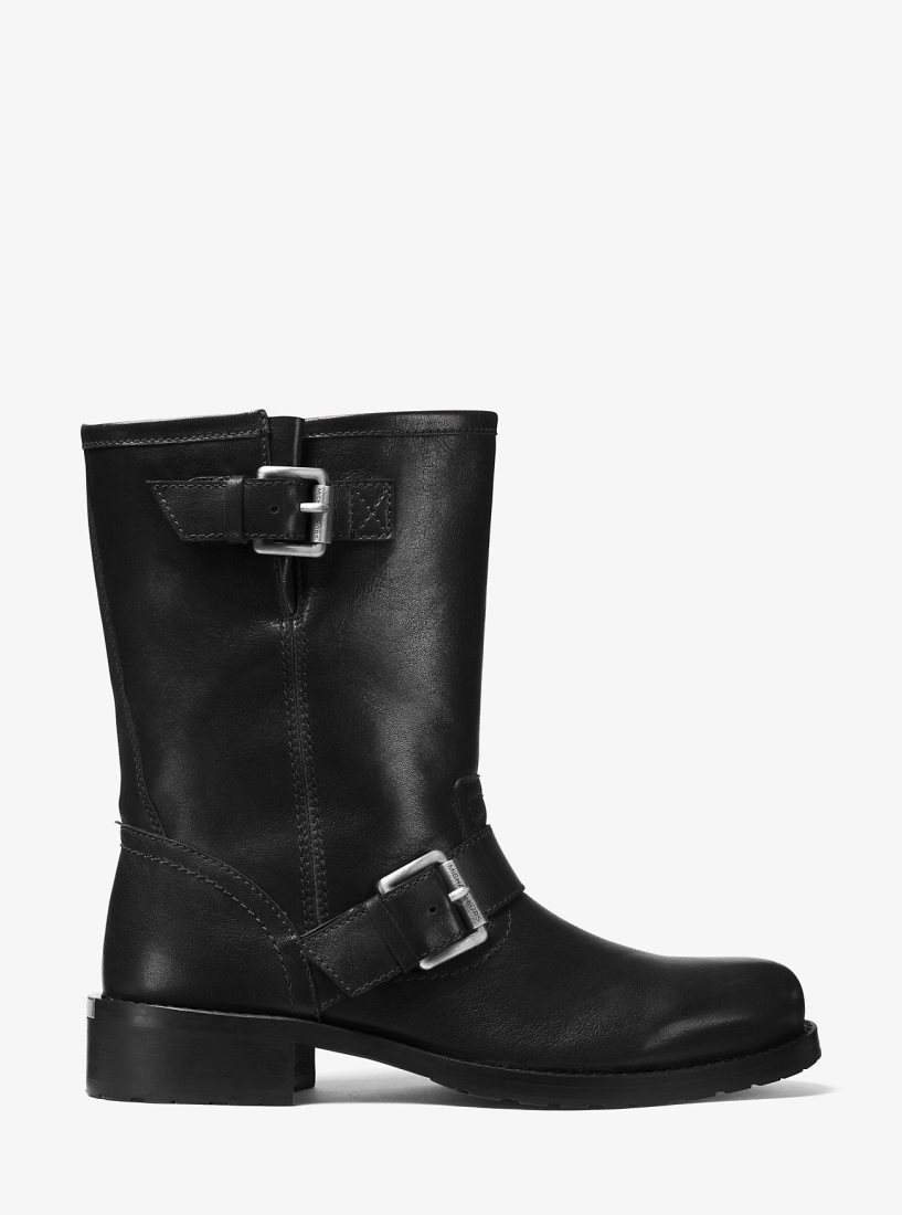 Michael Kors Jonas Leather Moto Boot Bot Kadın Siyah | 916342-DOT