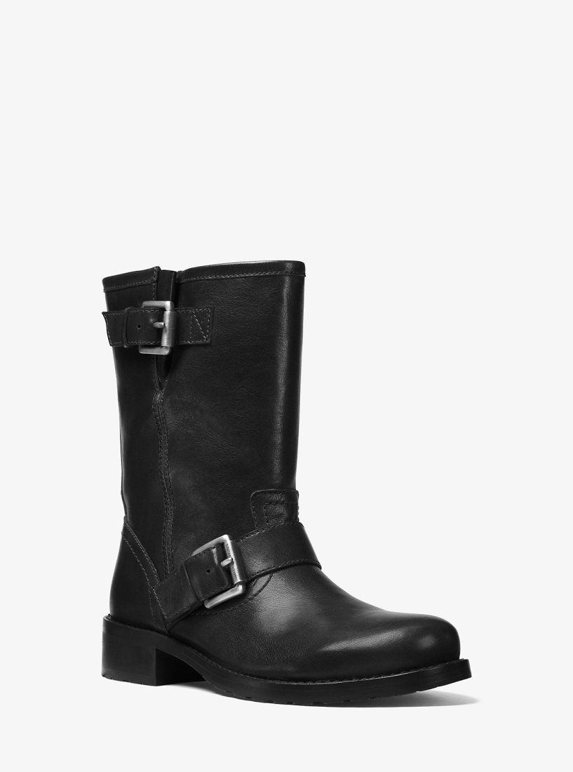 Michael Kors Jonas Leather Moto Boot Bot Kadın Siyah | 916342-DOT