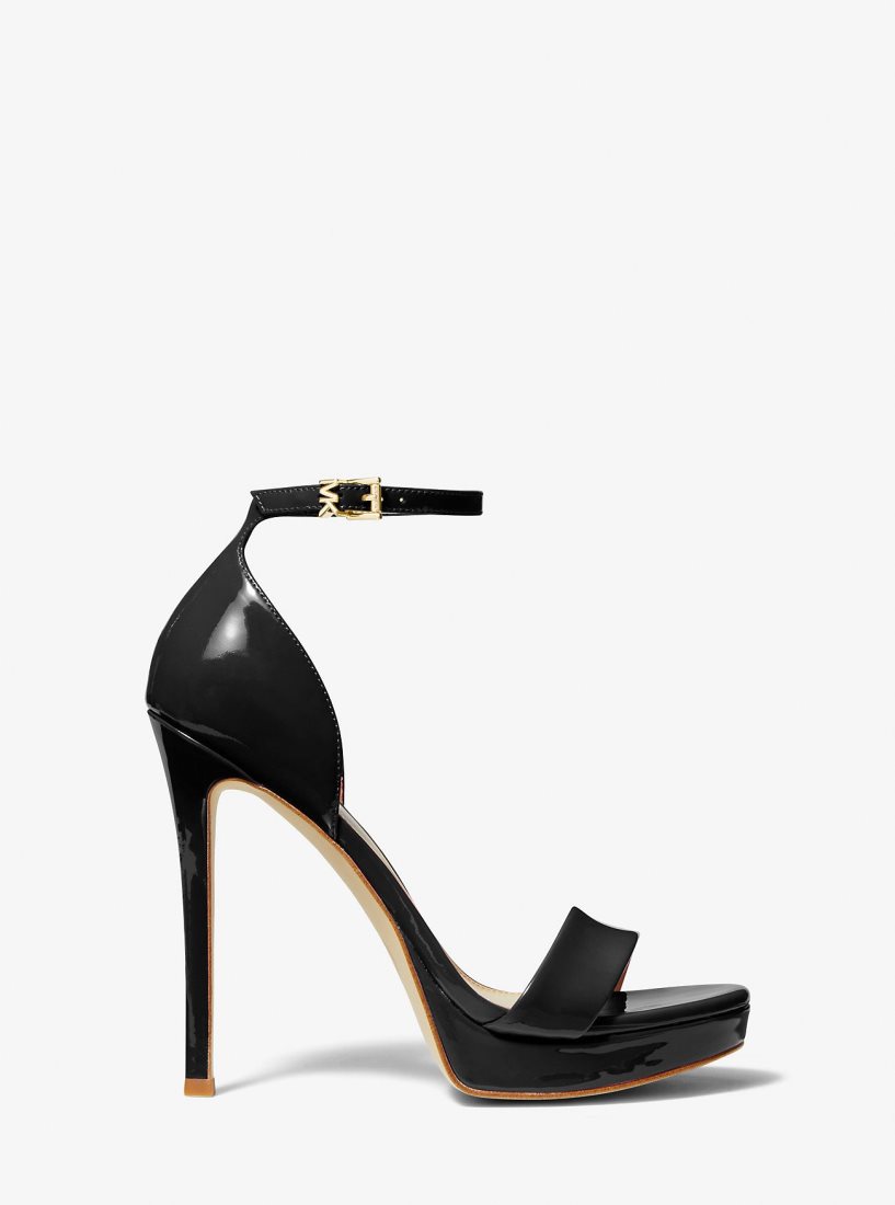 Michael Kors Jordyn Patent Leather Platform Sandal Sandalet Kadın Siyah | 932140-VEK