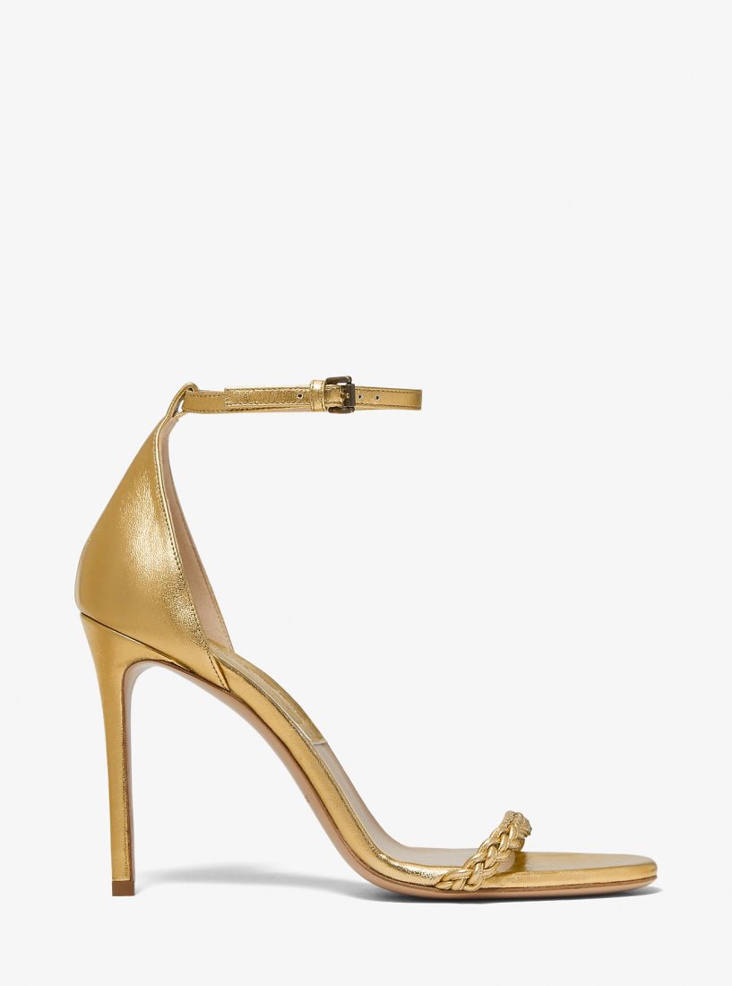 Michael Kors Joslyn Metallic Leather Sandal Sandalet Kadın Antique Brass | 390817-FLC