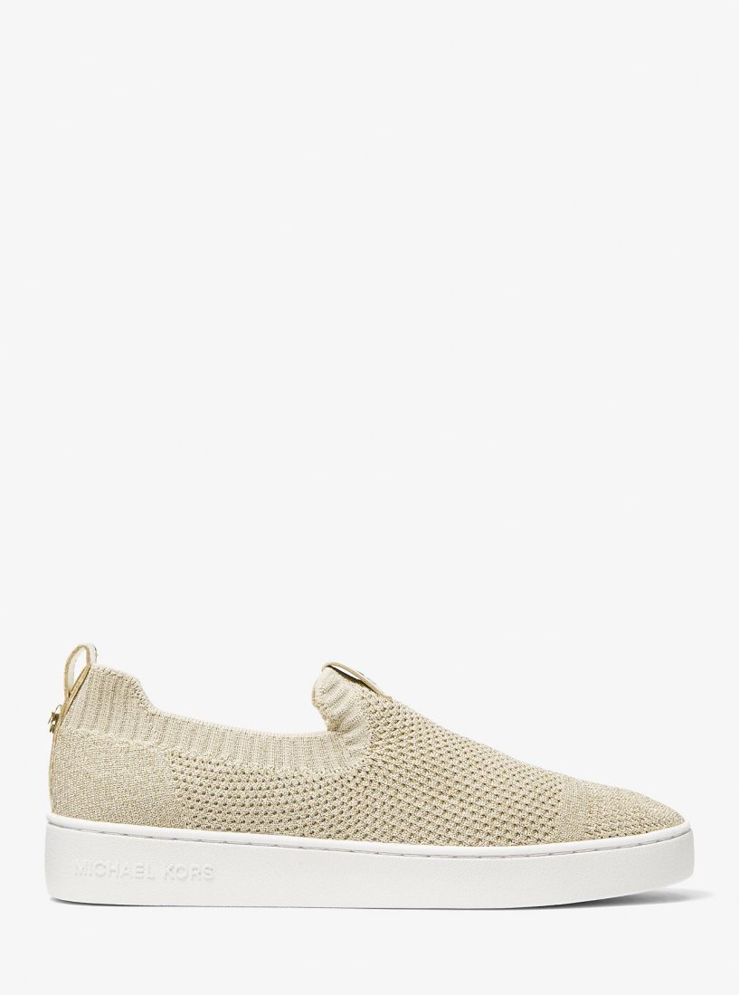 Michael Kors Juno Metallic Stretch Knit Slip-On Sneaker Spor Ayakkabı Kadın Altın | 829043-RSH