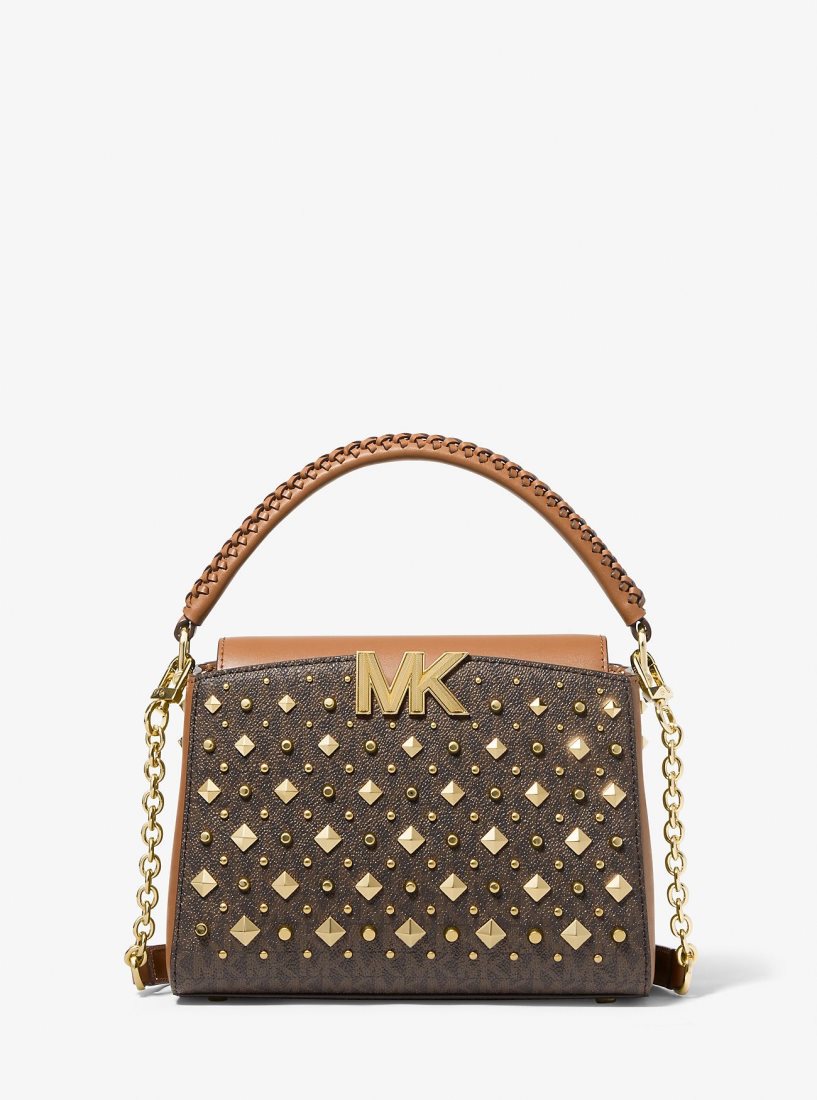 Michael Kors Karlie Small Studded Logo Crossbody Bag Çapraz Çanta Kadın Brn/Acorn | 026387-AIN