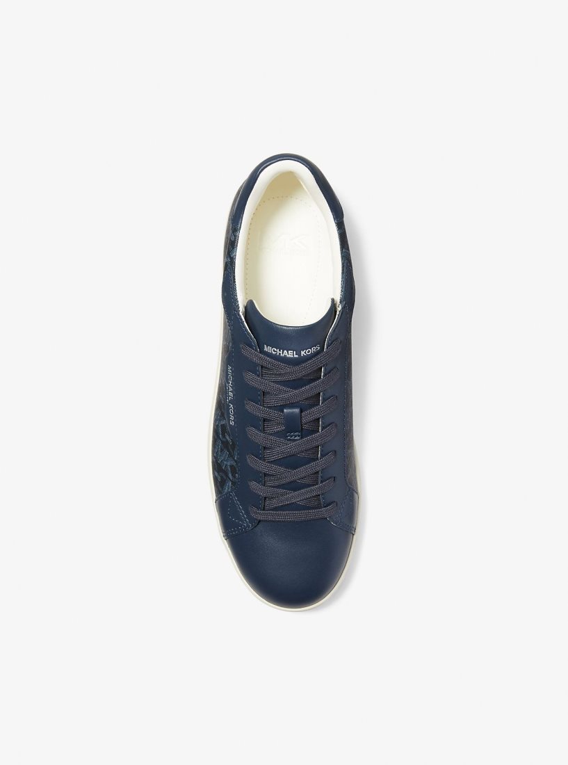 Michael Kors Keating Empire Signature Logo and Leather Sneaker Spor Ayakkabı Erkek Lacivert | 321950-URZ