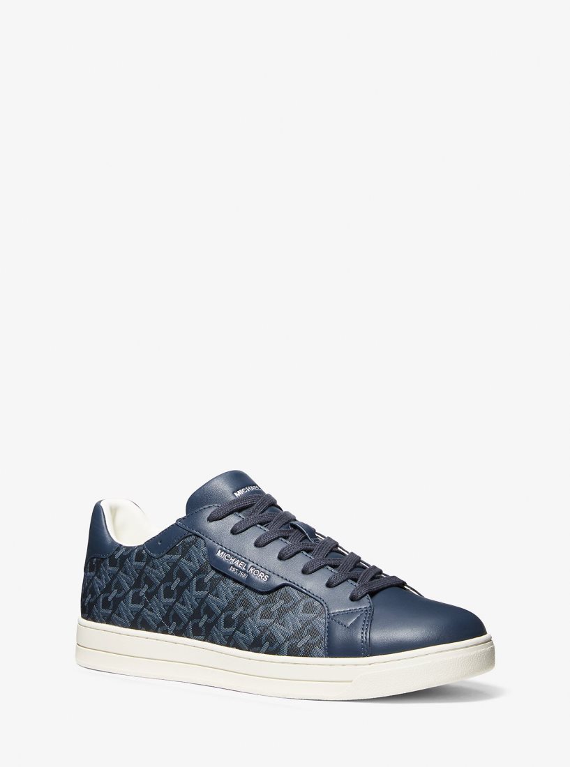 Michael Kors Keating Empire Signature Logo and Leather Sneaker Spor Ayakkabı Erkek Lacivert | 321950-URZ