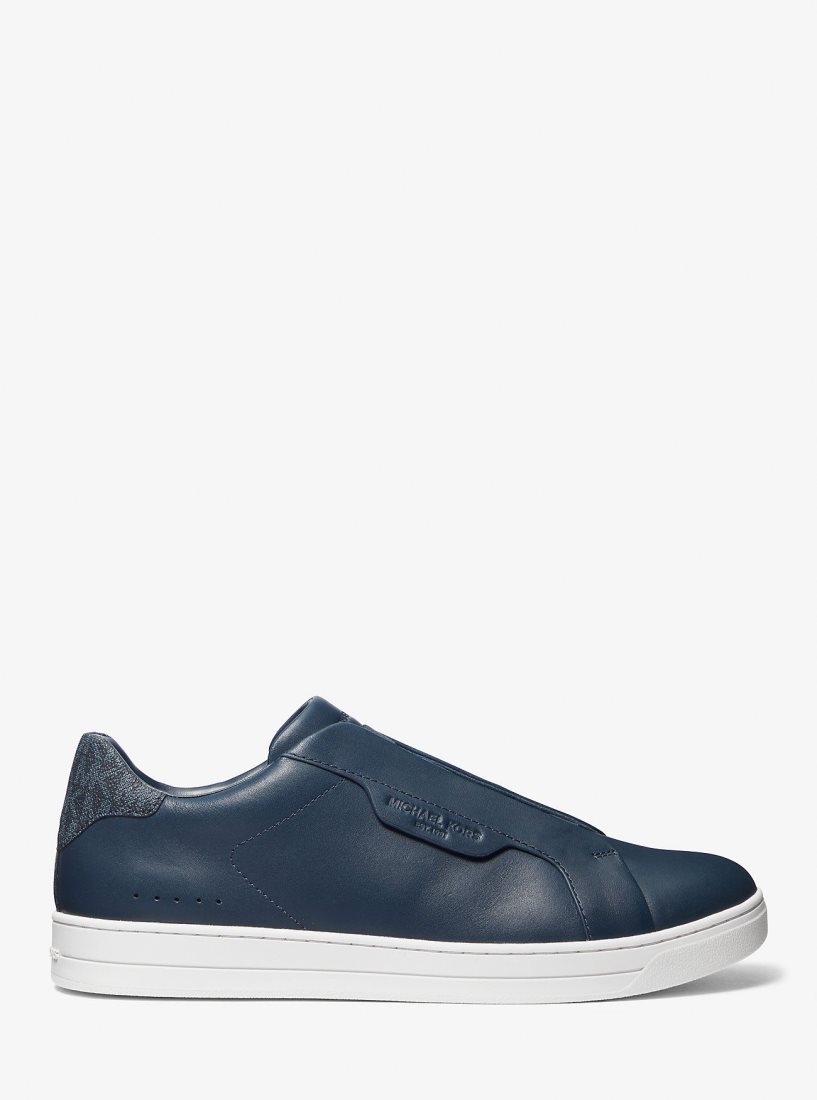 Michael Kors Keating Leather Slip-On Sneaker Spor Ayakkabı Erkek Lacivert | 870431-DRM